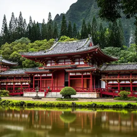 Chinese temple lakeside