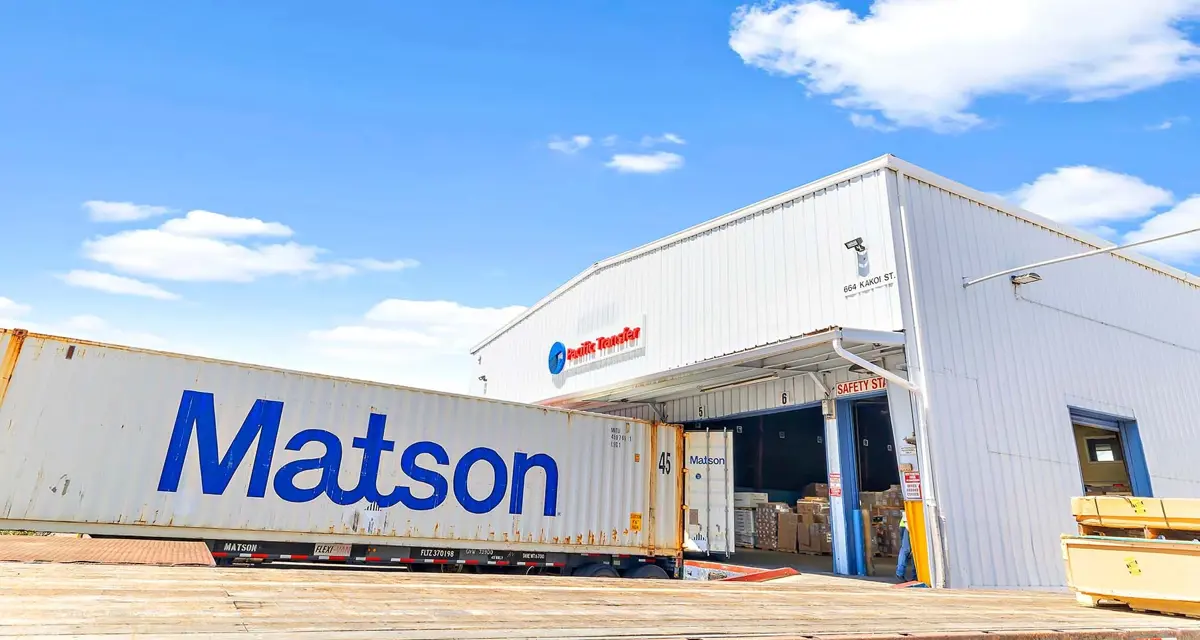 shipping container at container freight station facility