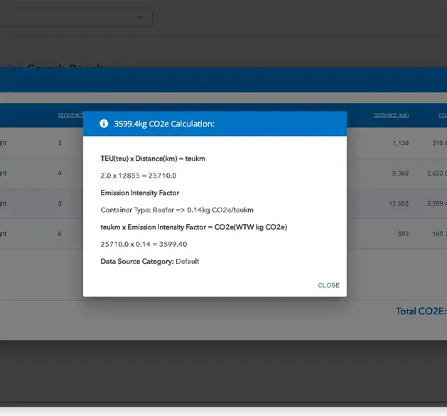 Mainfreight carbon calculator screengrab