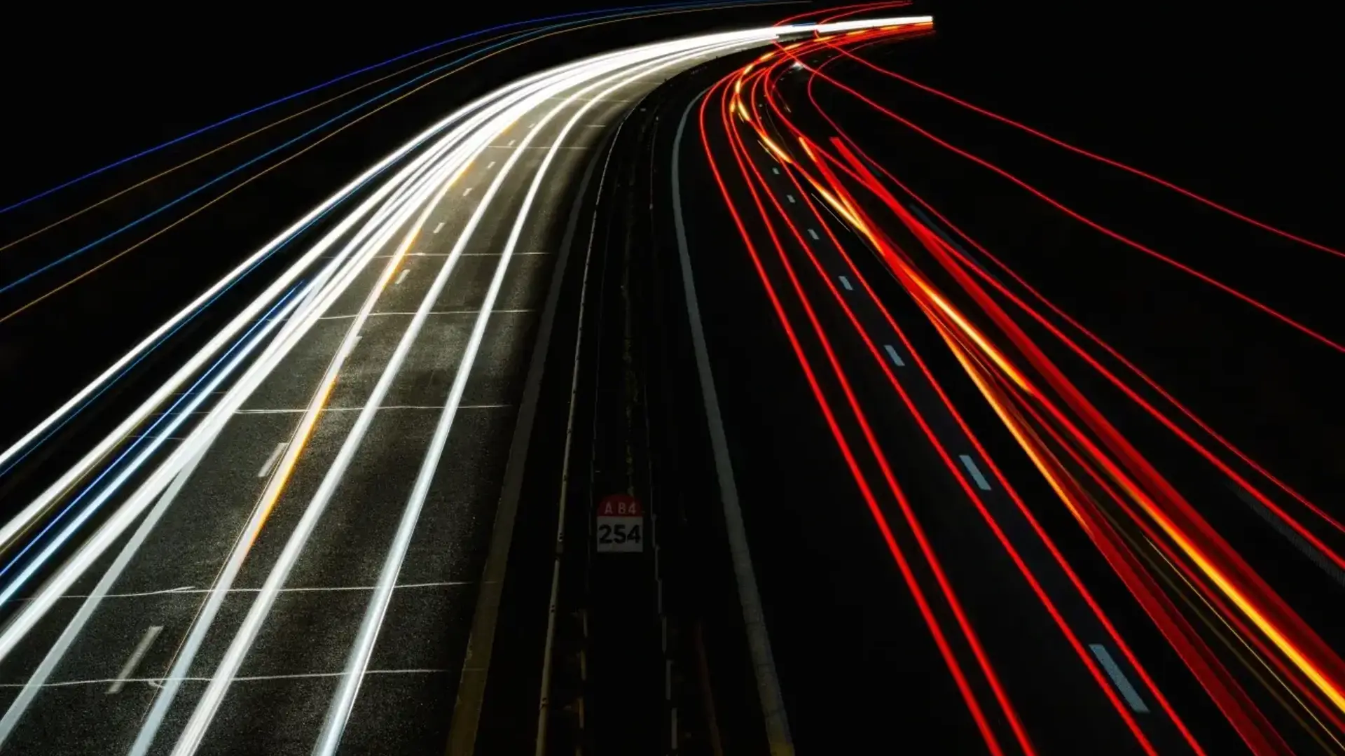 highway with white and red lights