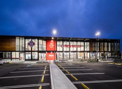 New World Supermarket at night