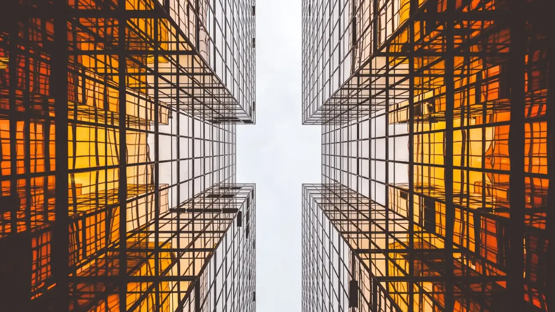 Orange reflection on buildings